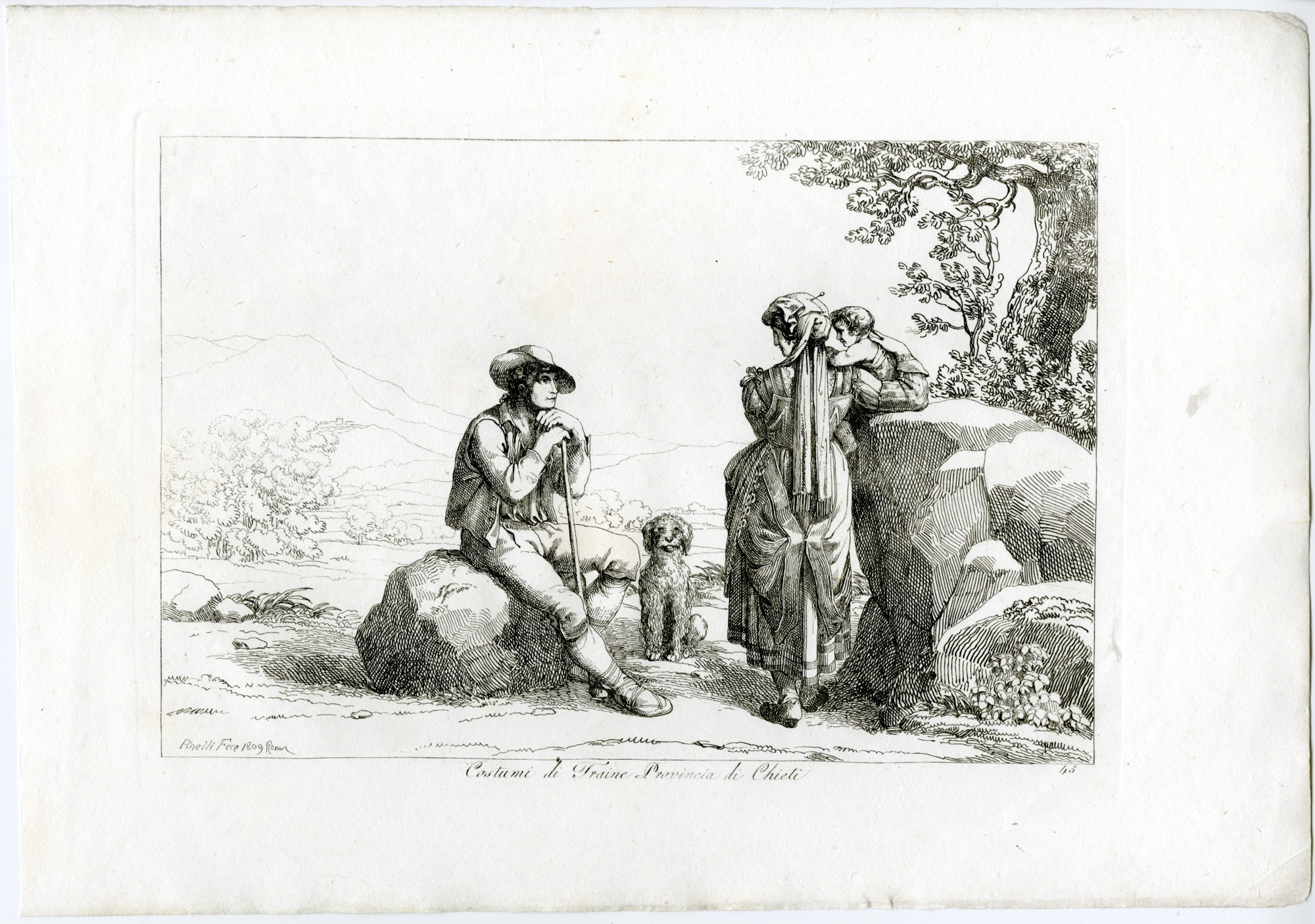 , Antique Master Print-FRAINE-CHIETI-COSTUME-DOG-CHILD-PL.45-Pinelli-1809, Pictura Antique Prints