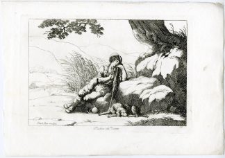 Antique Master Print-SHEPHERD-SLEEPING-DOG-RURAL-LANDSCAPE-PL.49-Pinelli-1809