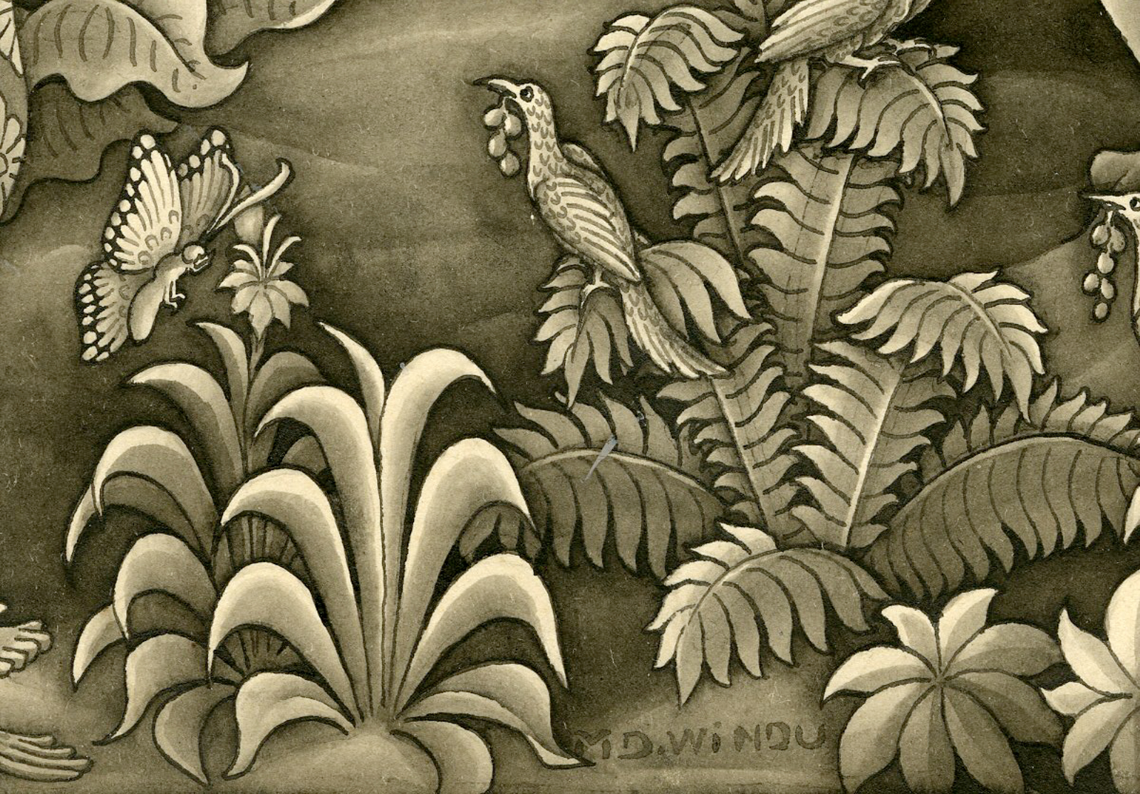 , Antique Drawing-NI-BAWANG-BATUAN-BALI-Windhu-c.1936, Pictura Antique Prints