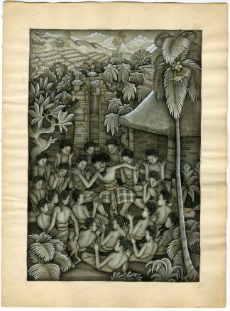 Antique Drawing-KECAK-DANCE-BATUAN-BALI-Windhu-c.1936