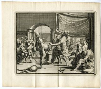 Antique Print-MONTEZUMA-COURT-ENTERTAINMENT-Goeree-Van der Aa-1706