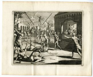 Antique Print-MONTEZUMA-STICK-FIGHTING-GAME-Goeree-Van der Aa-1706