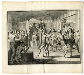Antique Print-MONTEZUMA-AZTEC-DANCE-CEREMONY-Goeree-Van der Aa-1706