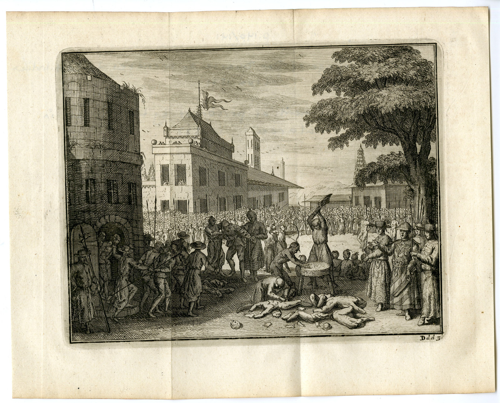 , Antique Print-EXECUTION-PRISONERS-MALACCA BY CHINESE-Goeree-Van der Aa-1707, Pictura Antique Prints