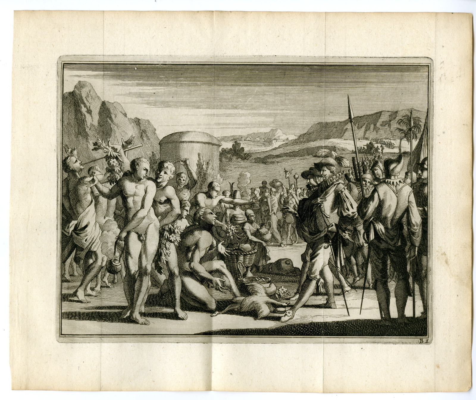 , Antique Print-CORTES-TLAXCALAN-ALLIANCE-Goeree-Van der Aa-1706, Pictura Antique Prints