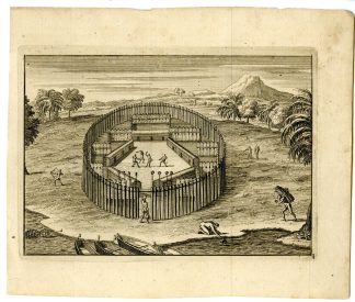 Antique Print-NATIVE-AMERICAN-SETTLEMENT-PALISADE-Goeree-Van der Aa-1707