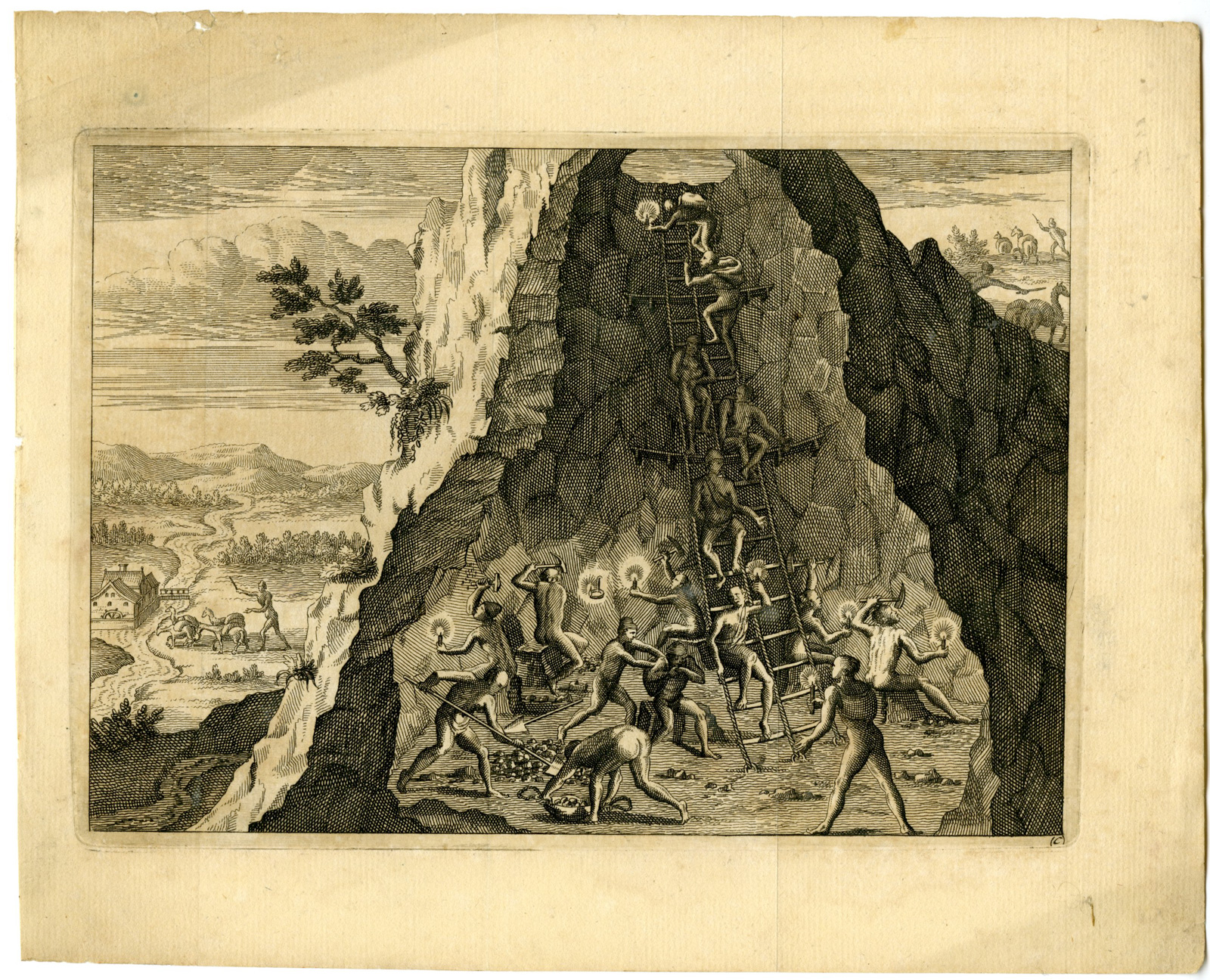 , Antique Print-SILVER MINING-POTOSI-BOLIVIA-Goeree-De Bry-Van der Aa-1707, Pictura Antique Prints