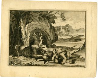 Antique Print-	LION-ATTACK-EXPLORER-Goeree-Van der Aa-1707