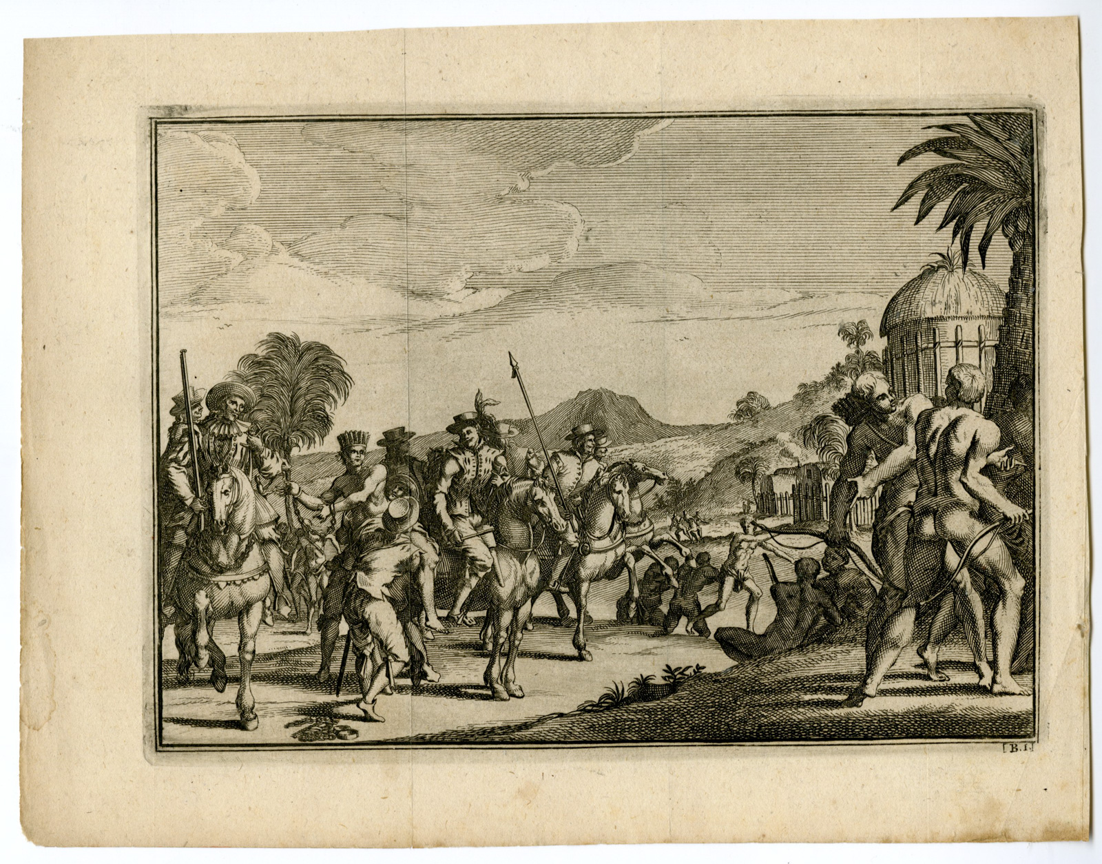, Antique Print-ALONSO-OJEDA-CAONABO-SPANISH-CONQUISTADOR-Goeree-Van der Aa-1707, Pictura Antique Prints