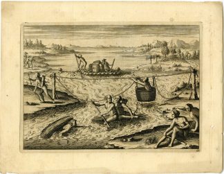 Antique Print-INDIGENOUS-RIVER-TRANSPORT-AMERICA-Goeree-De Bry-Van der Aa-1707