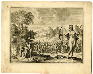 Antique Print-AMAZONS-FEMALE-WARRIORS-NEW-WORLD-Goeree-Van der Aa-1707