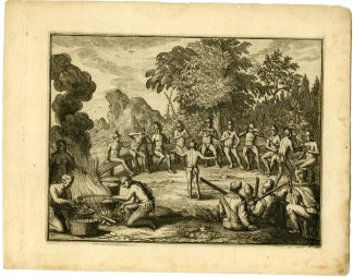 Antique Print-TIMUCUA-INDIANS-FEAST-COLONIAL-FLORIDA-Goeree-Van der Aa-1707