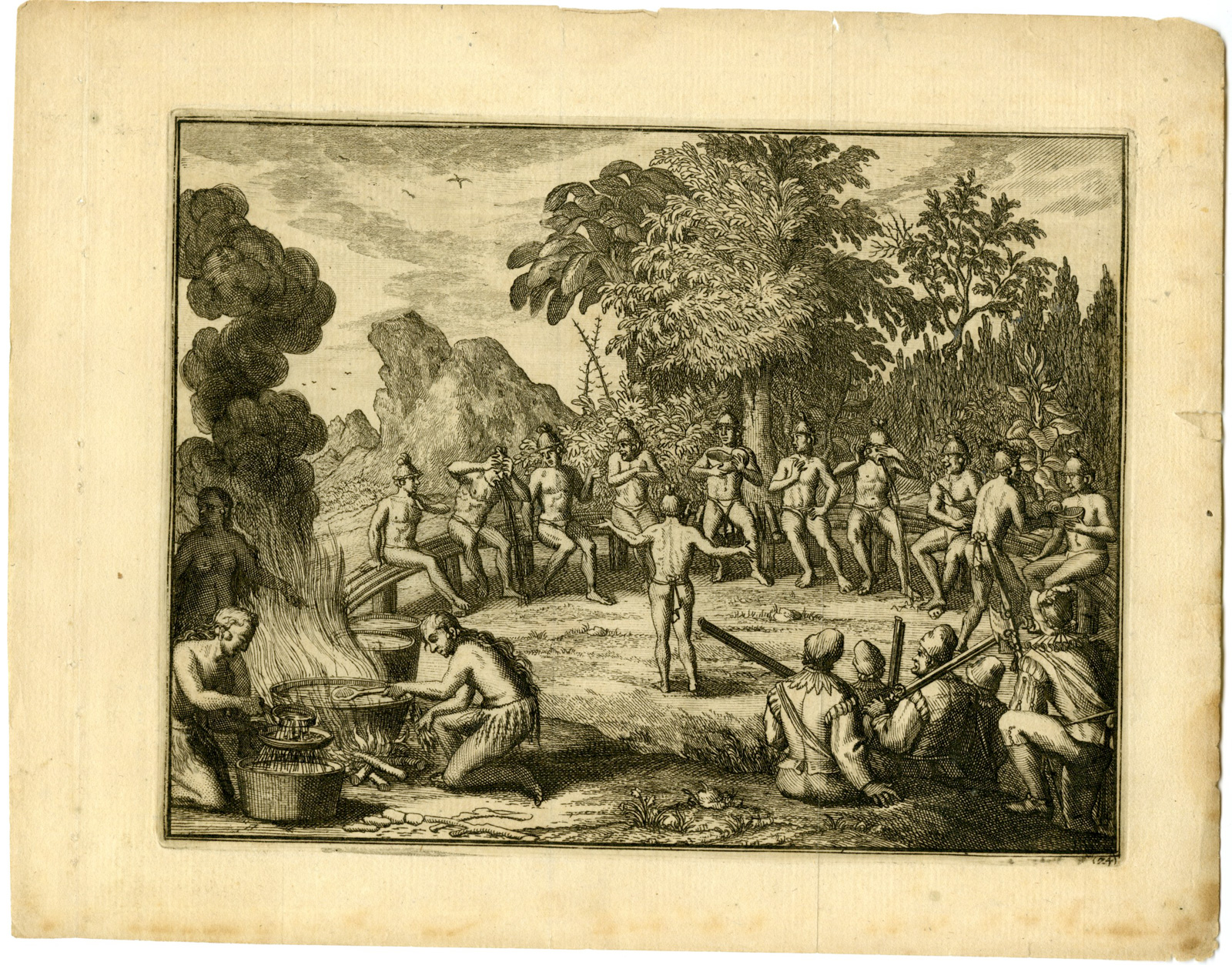 , Antique Print-TIMUCUA-INDIANS-FEAST-COLONIAL-FLORIDA-Goeree-Van der Aa-1707, Pictura Antique Prints