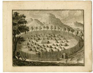 Antique Print-NATIVE-AMERICAN-VILLAGE-PALISADE-SETTLEMENT-Goeree-Van der Aa-1707