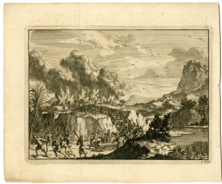 Antique Print-WILLIAM-KEELING-PILLAGING A TOWN-Goeree-Van der Aa-1706