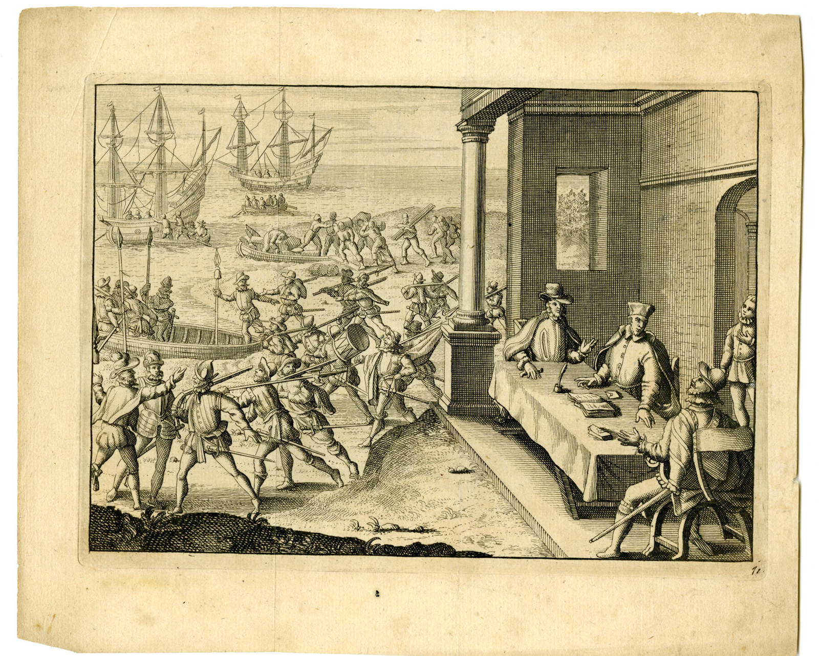 , Antique Print-PIZARRO-ALMAGRO-LUQUE-CONQUEST-PERU-Goeree-De Bry-Van der Aa-1707, Pictura Antique Prints