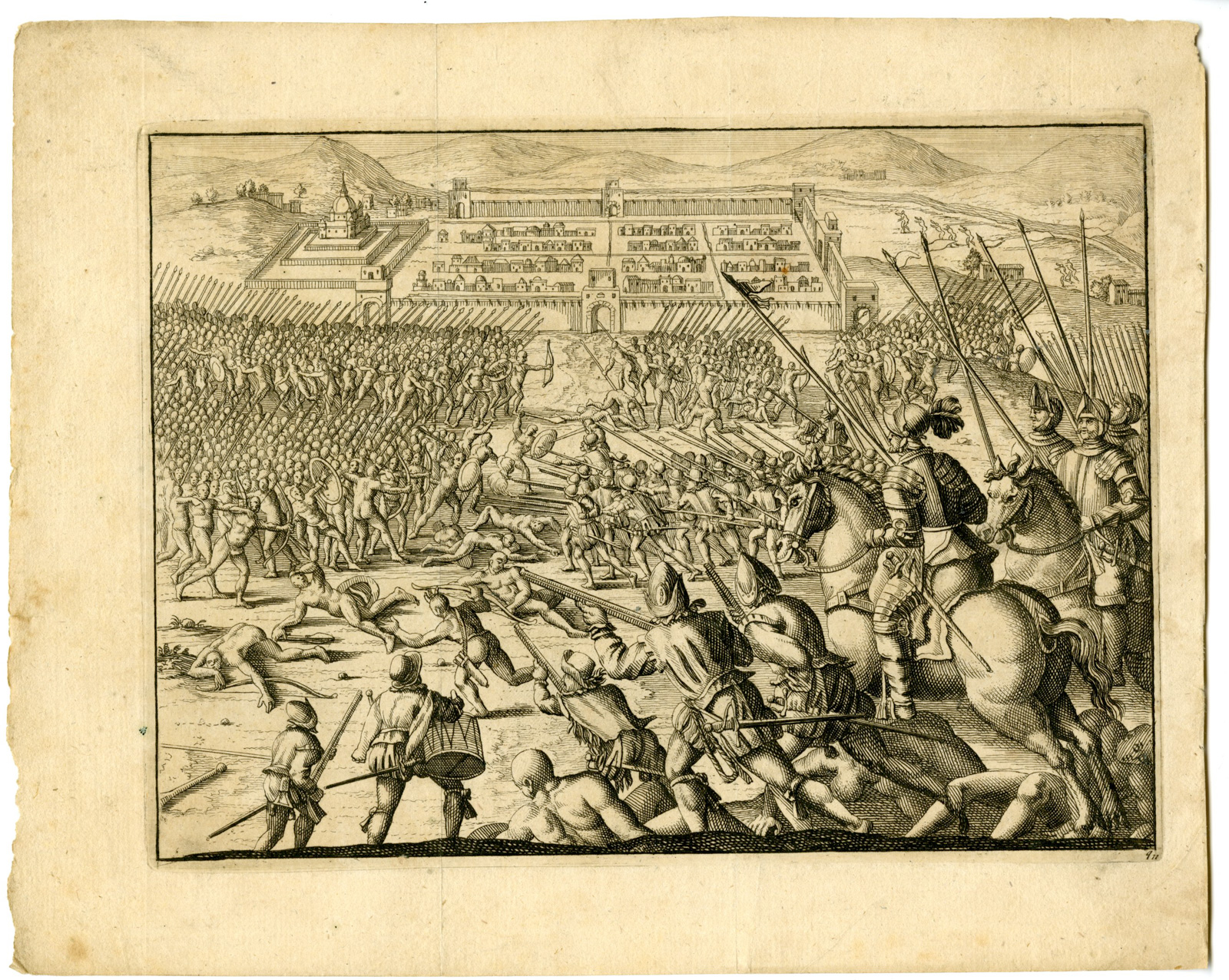 , Antique Print-SIEGE-OF-CUSCO-INCA-RESISTANCE-PIZARRO-PERU-Goeree-Van der Aa-1707, Pictura Antique Prints
