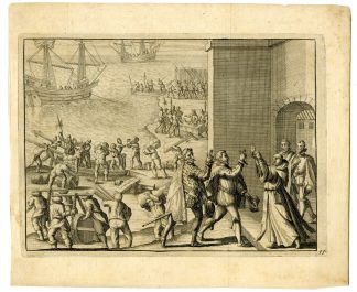 Antique Print-FRANCISCUS-PIZARRO-PERU-THIRD-EXPEDITION-Goeree-Van der Aa-1707