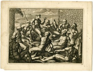 Antique Print-TUPINAMBA-CANNIBALISM-BRAZIL-Lamsvelt -Gotfried-Van der Aa-1707