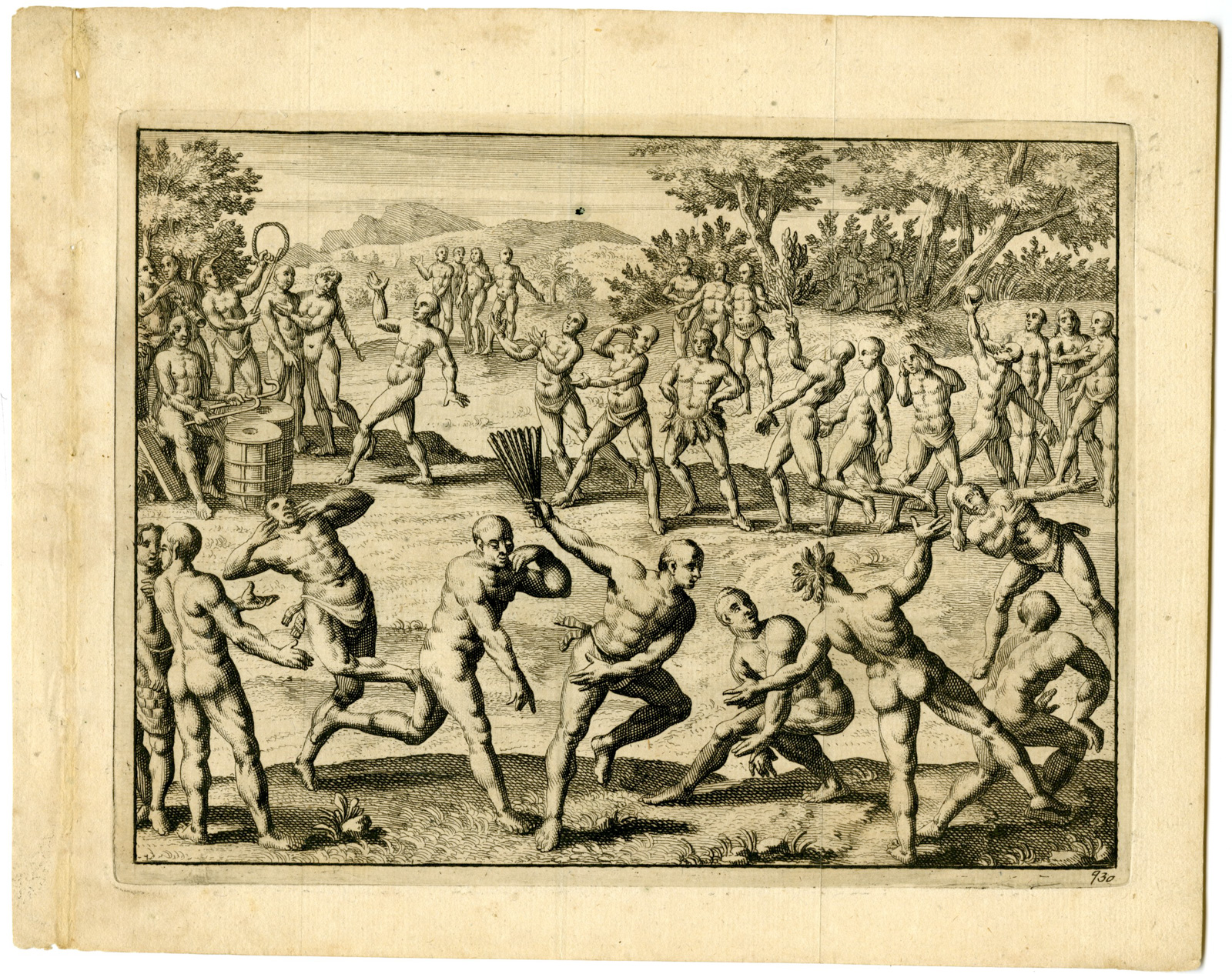 , Antique Print-NICARAGUANS-DANCING-INDIGENOUS-RITUAL-Goeree-Van der Aa-1707, Pictura Antique Prints