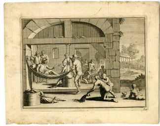 Antique Print-EUROPEAN-NATIVE-AMERICAN-HAMMOCK-Goeree-de Bry-Van der Aa-1707