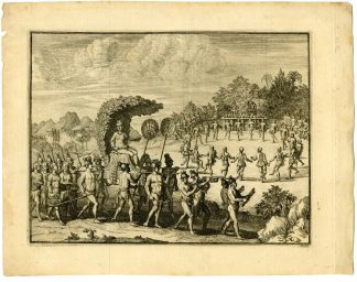Antique Print-NATIVE-AMERICANS-CEREMONY-TATTOO-WOMAN-Goeree-Van der Aa-1707