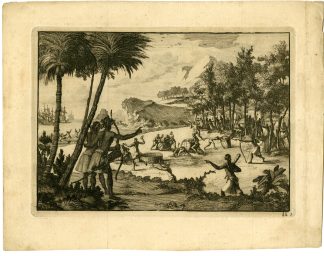 Antique Print-PORTUGUESE-ATTACK-ON-CALICUT-1509-INDIA-Goeree-Van der Aa-1707