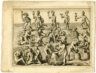 Antique Print-NATIVE-AMERICANS-FEAST-PREPARATION-CEREMONY-Goeree-Van der Aa-1707