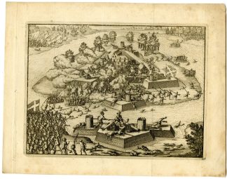 Antique Print-FORT-CAROLINE-SPANISH-ATTACK-1565-Goeree-De Bry-Van der Aa-1707