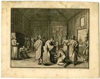 Antique Print-KONGO-CHURCH-BAPTISM-MISSIONARIES-Goeree-Van der Aa-1707