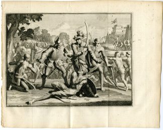 Antique Print-PORTUGUESE-COLONIAL-BATTLE-MOMBASA-Goeree-de Bry-Van der Aa-1706