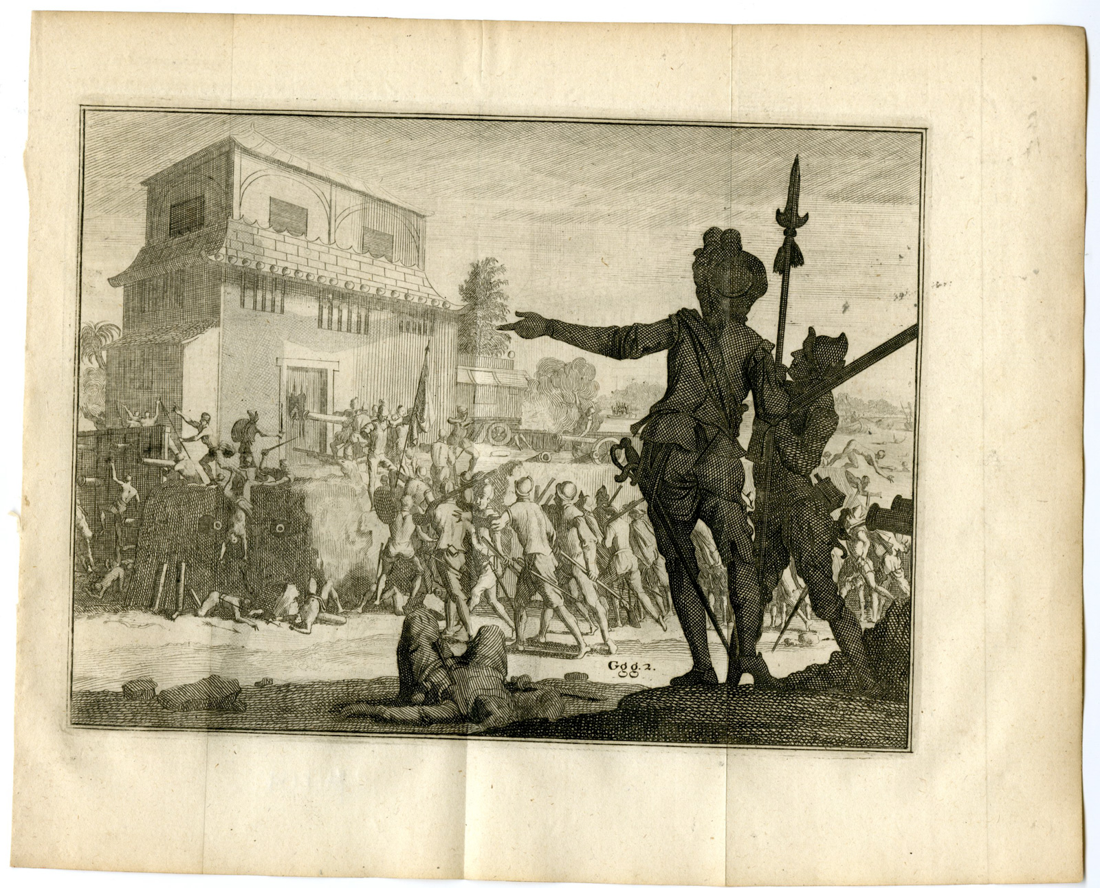 , Antique Print-INDIA-CANNANORE-BATTLE-SIEGE-PORTUGUESE-Goeree-Van der Aa-1706, Pictura Antique Prints