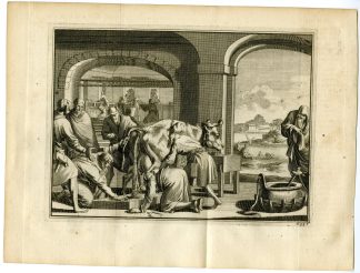 Antique Print-HINDU-VENERATION-SACRED COW-MUGHAL-INDIA-Goeree-Van der Aa-1706