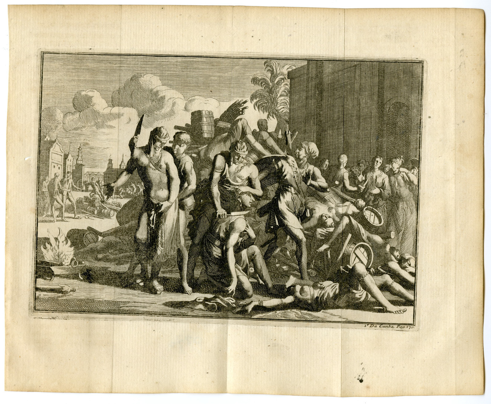 , Antique Print-MASSACRE-RAOZANGA-BAHADUR-SHAH-MOORS-Goeree-de Bry-Van der Aa-1706, Pictura Antique Prints