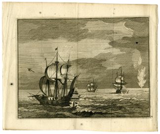 Antique Print-DEPARTURE OF SHIPS-CHRISTOFFEL COLUMBUS-Goeree-Van der Aa-1707