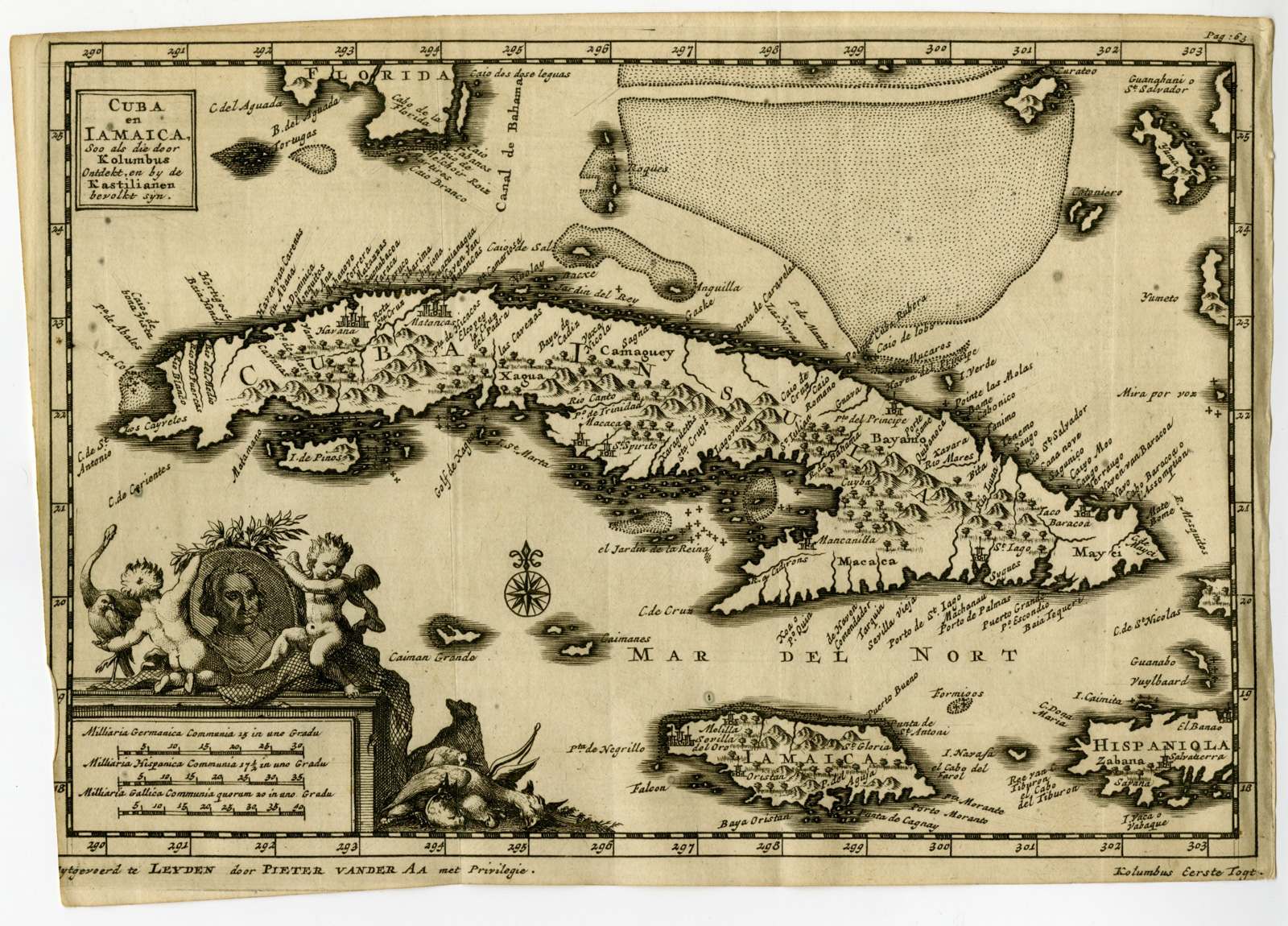 Pictura 07294 416x299 Antique Map-CUBA-JAMAICA-COLUMBUS-Van der Aa-1707