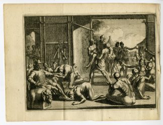 Antique Print-COLUMBUS-CUBA-INDIGENOUS-WORSHIP-SPANISH-Goeree-Van der Aa-1707