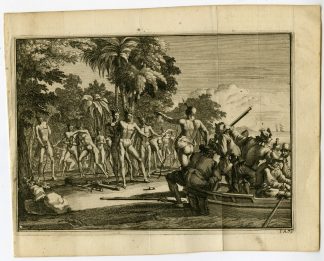 Antique Print-COLUMBUS-SPANISH-DEPARTURE-CARIBBEAN-Goeree-Van der Aa-1707