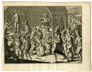 Antique Print-RITUAL-INDIGENOUS-WORSHIP-GODS-AMERICAS-Goeree-Van der Aa-1707