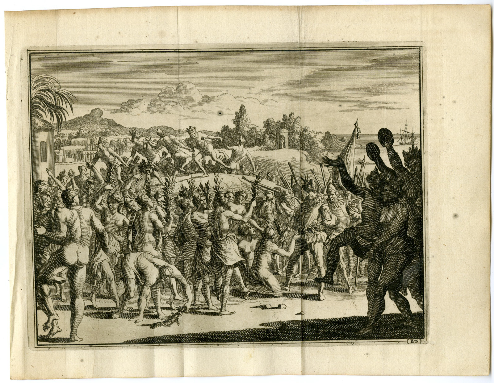 , Antique Print-BOHECHIO-HAITI-COLUMBUS-XARAGUA-HISPANIOLA-Goeree-Van der Aa-1707, Pictura Antique Prints