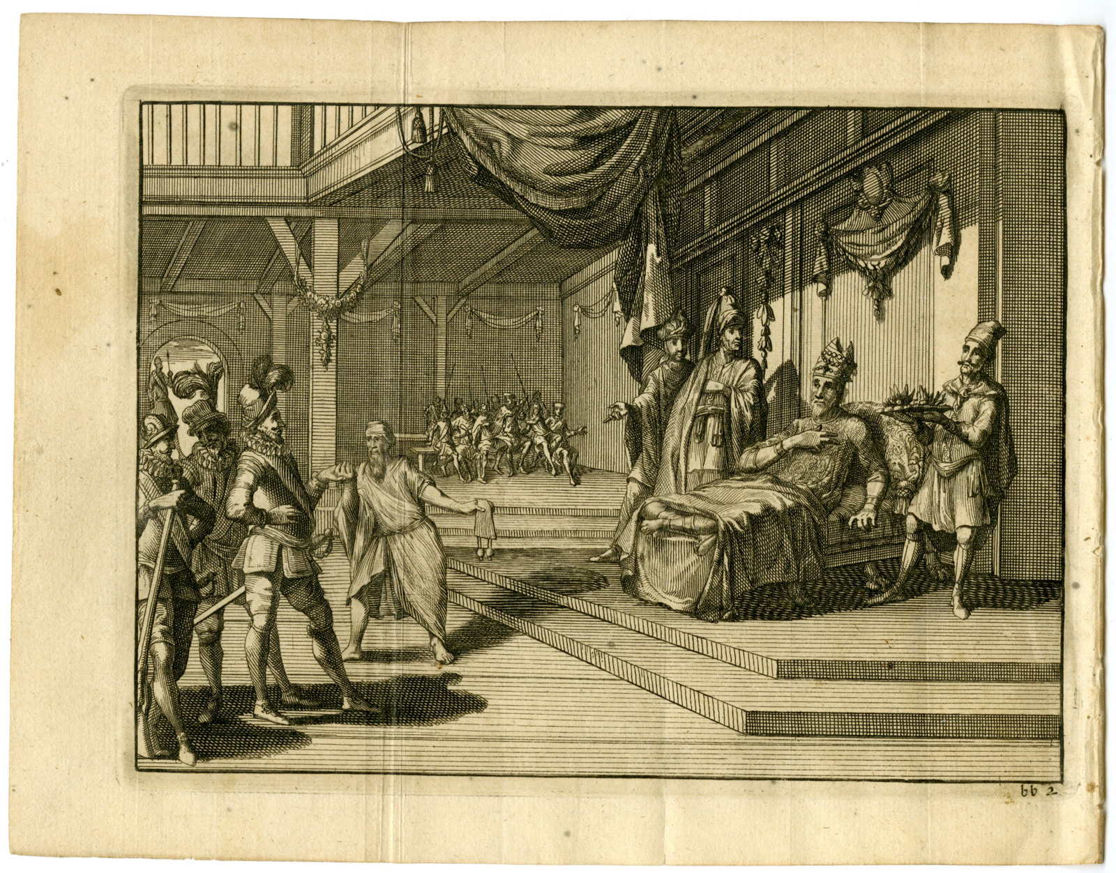 , Antique Print-VASCO-DA-GAMA-ZAMORIN-CALICUT-INDIA-Goeree-Van der Aa-1707, Pictura Antique Prints