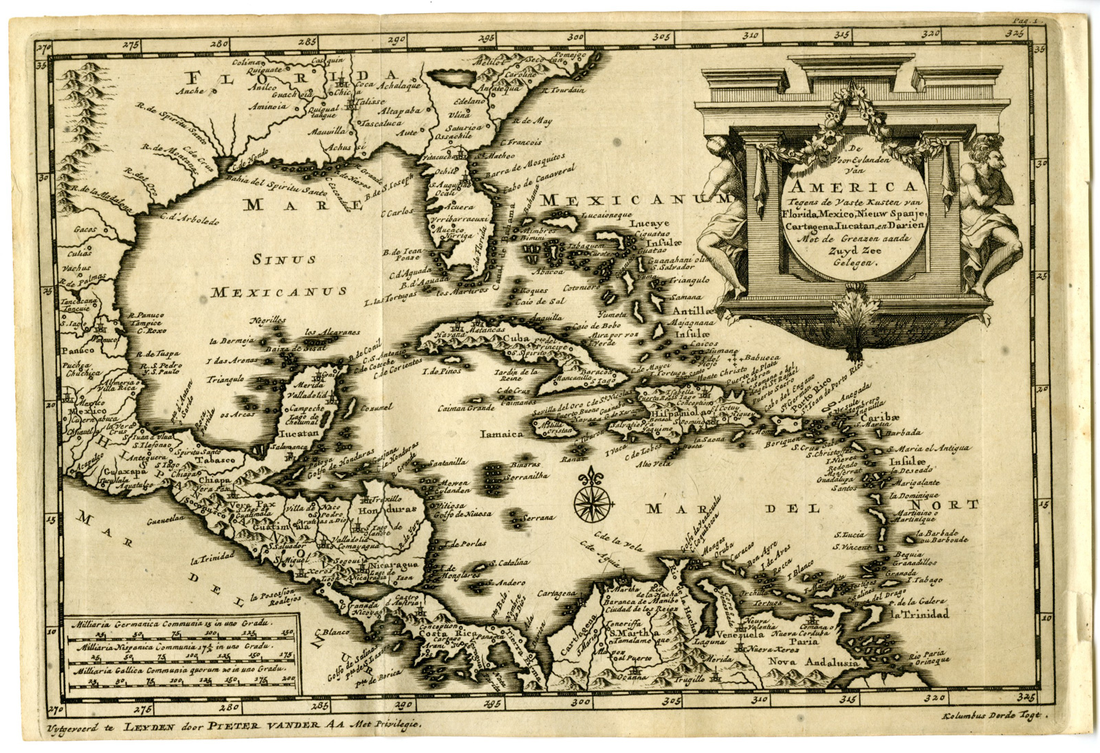 Pictura 07318 416x285 Antique Map-AMERICA-CARIBBEAN-FLORIDA-MEXICO-CUBA-YUCATAN-Goeree-Van der Aa-1707