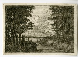 Antique Master Print-SMALL-RIVER-LANDSCAPE-ETCHING-Anonymous-c.1700