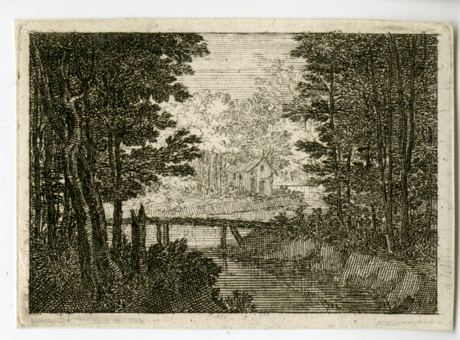 , Antique Master Print-SMALL-RIVER-LANDSCAPE-ETCHING-Anonymous-c.1700, Pictura Antique Prints