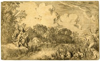 Antique Print-LATONA-LYCIAN-PEASANTS-FROGS-METAMORPHOSES-Baur-c.1639