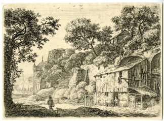 Antique Print-CITY WALL WITH BUILDINGS-Waterloo-c.1720