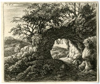 Antique Master Print-LANDSCAPE-ROCK BRIDGE-ARCH-Waterloo-1720 ed.