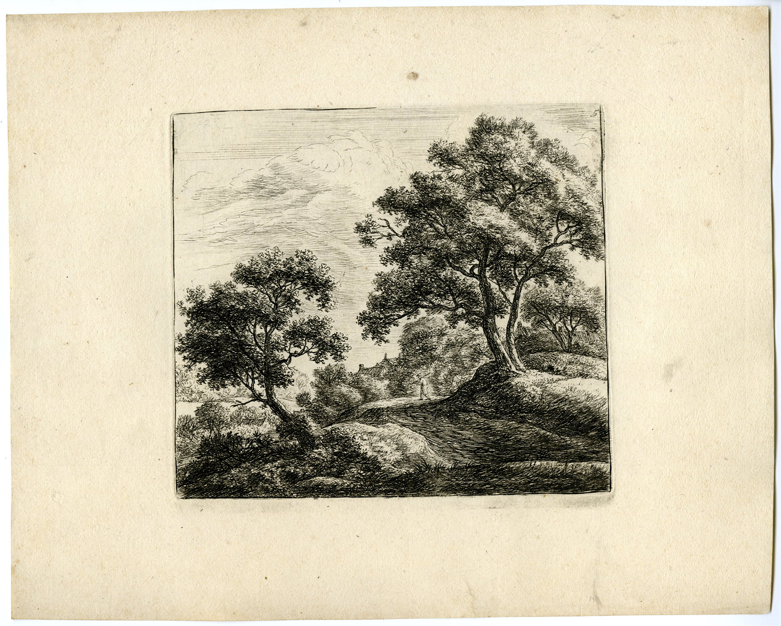 , Antique Master Print-MAN-PATH NEAR A VILLAGE-LIFETIME IMPR.-Waterloo-c.1630-63, Pictura Antique Prints
