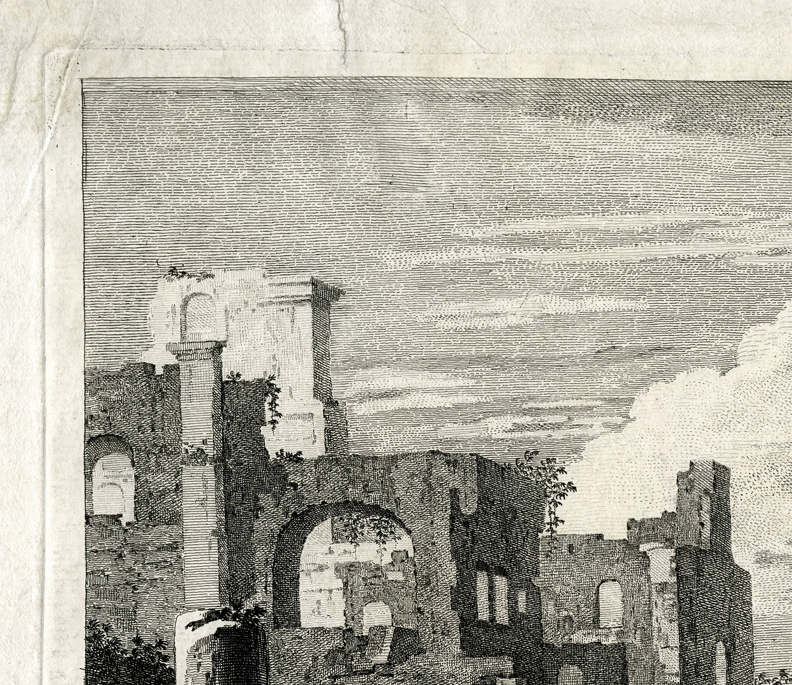 , Antique Master Print-ROMAN-RUINS-OBELISK-LANDSCAPE-Giampiccoli-Ricci-ca. 1740, Pictura Antique Prints