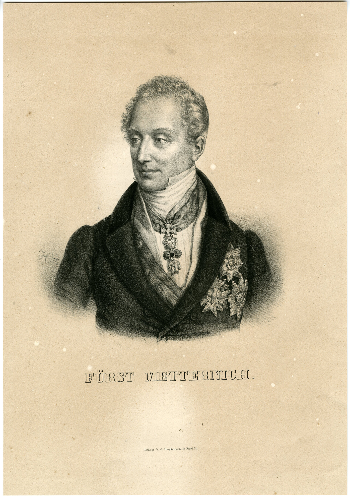 , Antique Print-METTERNICH-PORTRAIT-LITHOGRAPH-JUNGWIRTH-VIENNA-Jungwirth-ca. 1840, Pictura Antique Prints